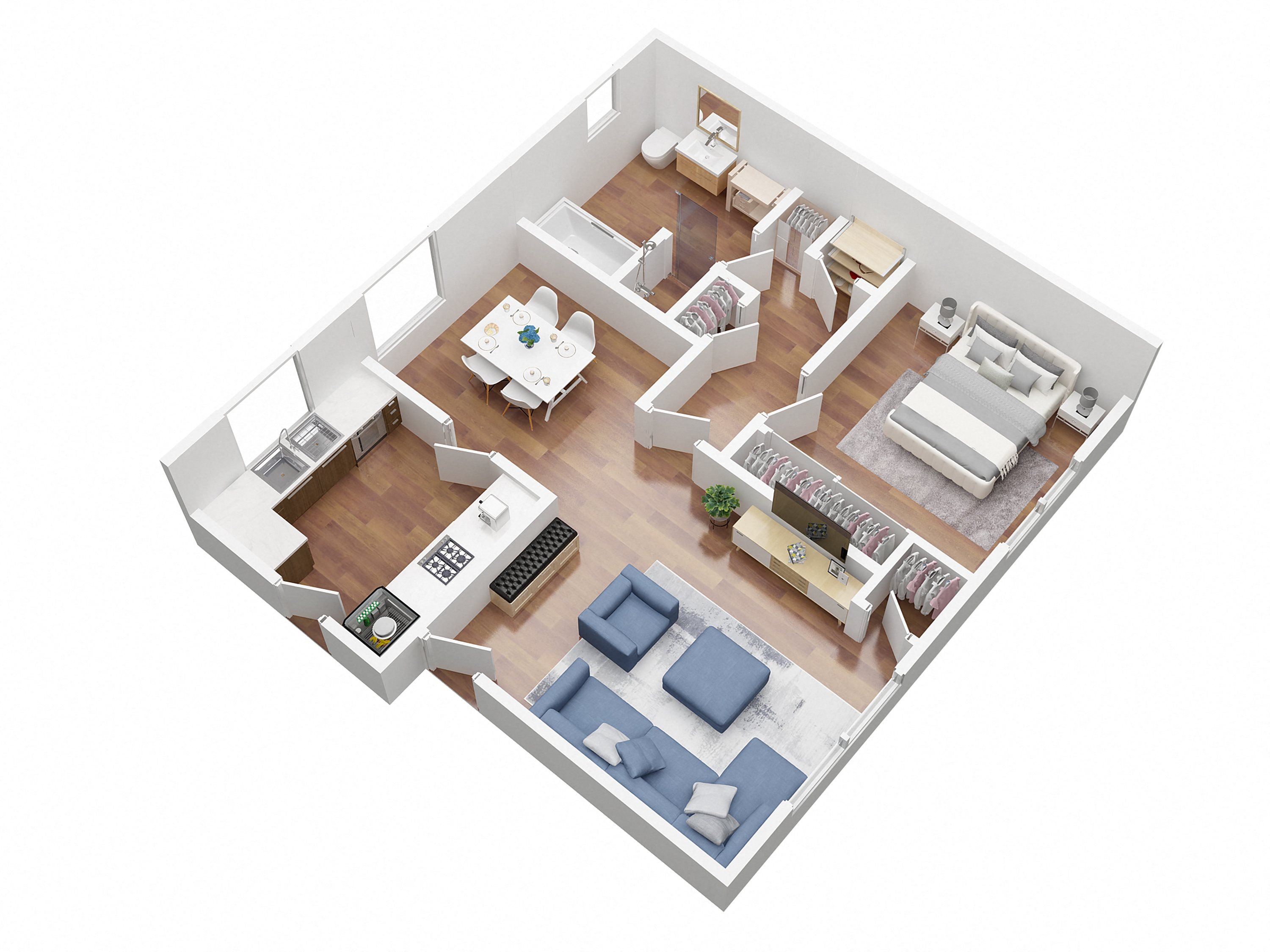 1 bedroom floorplan 3D